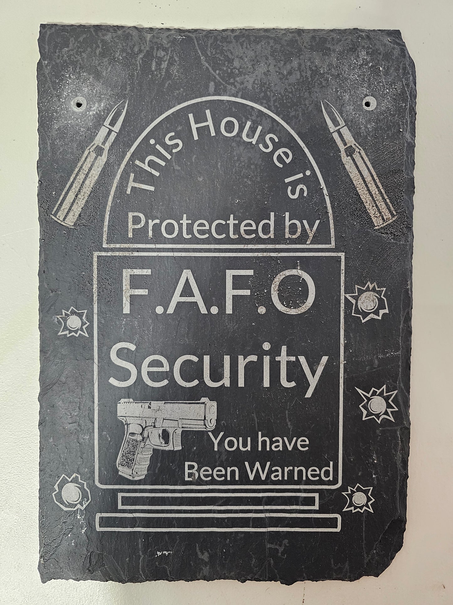 F.A.F.O. Security Laser Engraved Slate Door Hangers
