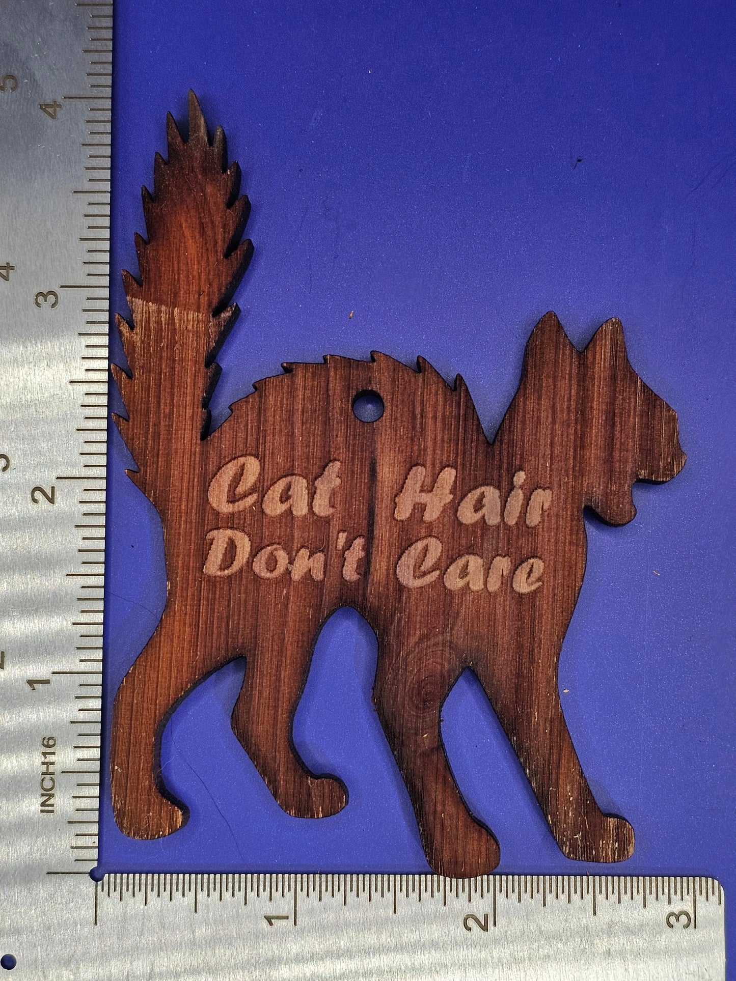 Cat Hair Don't Care Cedar Ornament