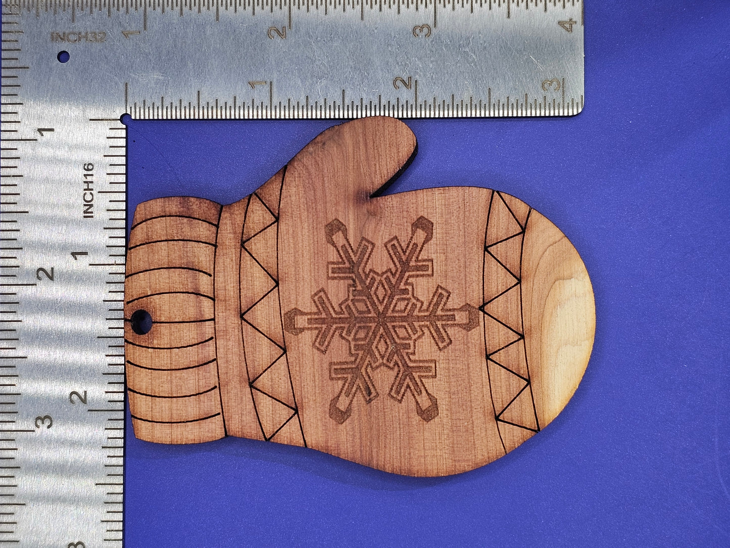 Mitten (large snowflake) Cedar Ornament