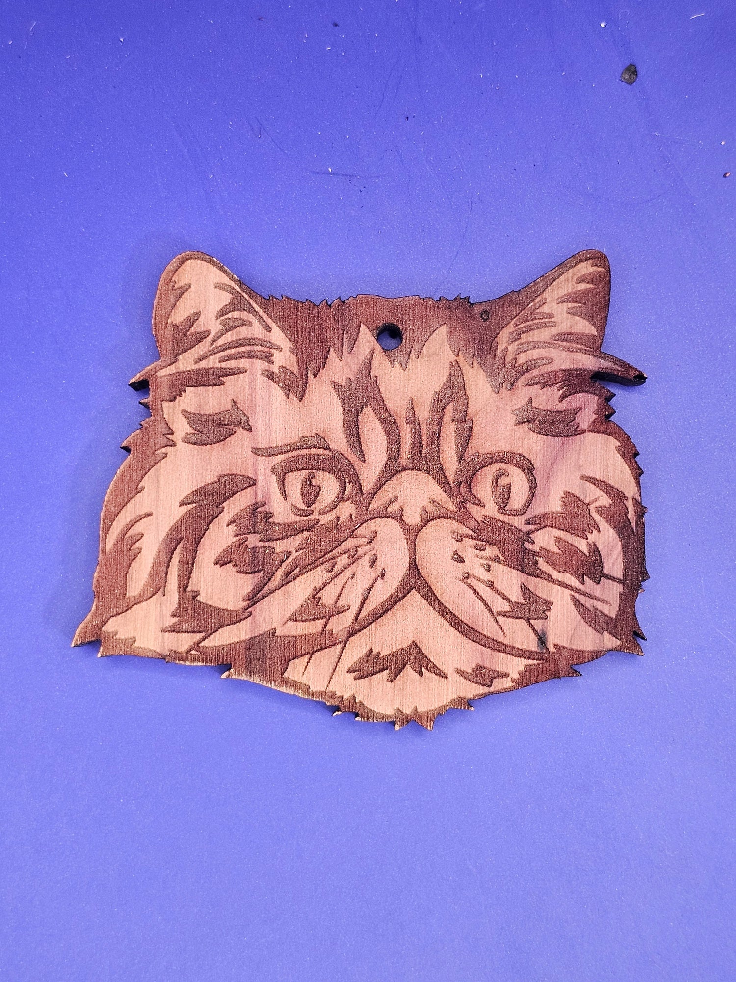 Cat Laser Engraved Cedar Ornaments
