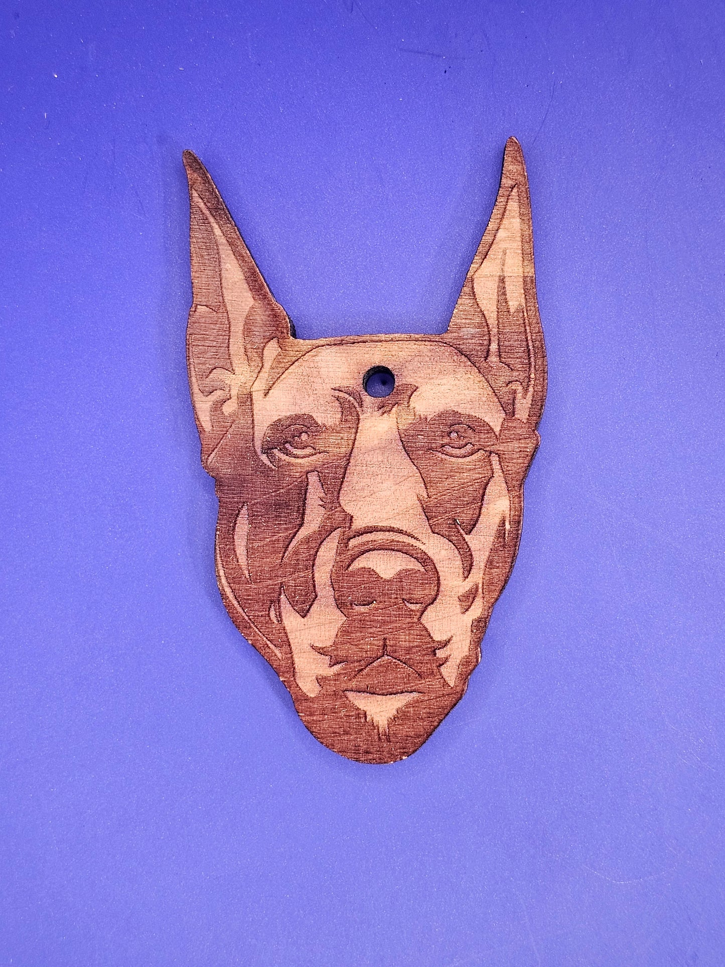 Doberman (cropped ears) Cedar Ornament