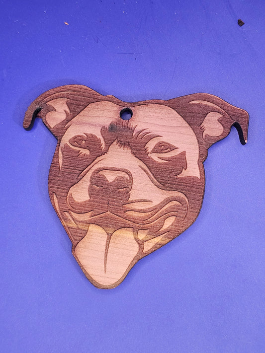 Pitbull Cedar Ornament