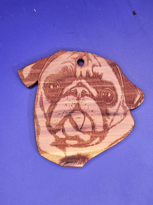 Pug Cedar Ornament