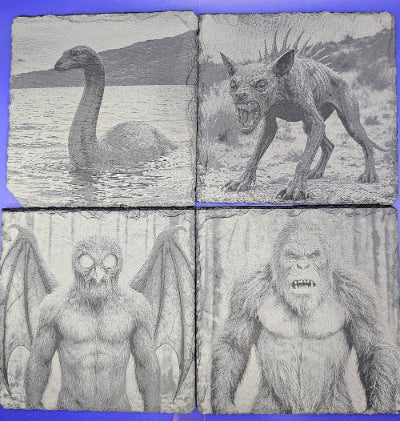 Cryptid Collection Slate Coasters (set of 4 with holder)