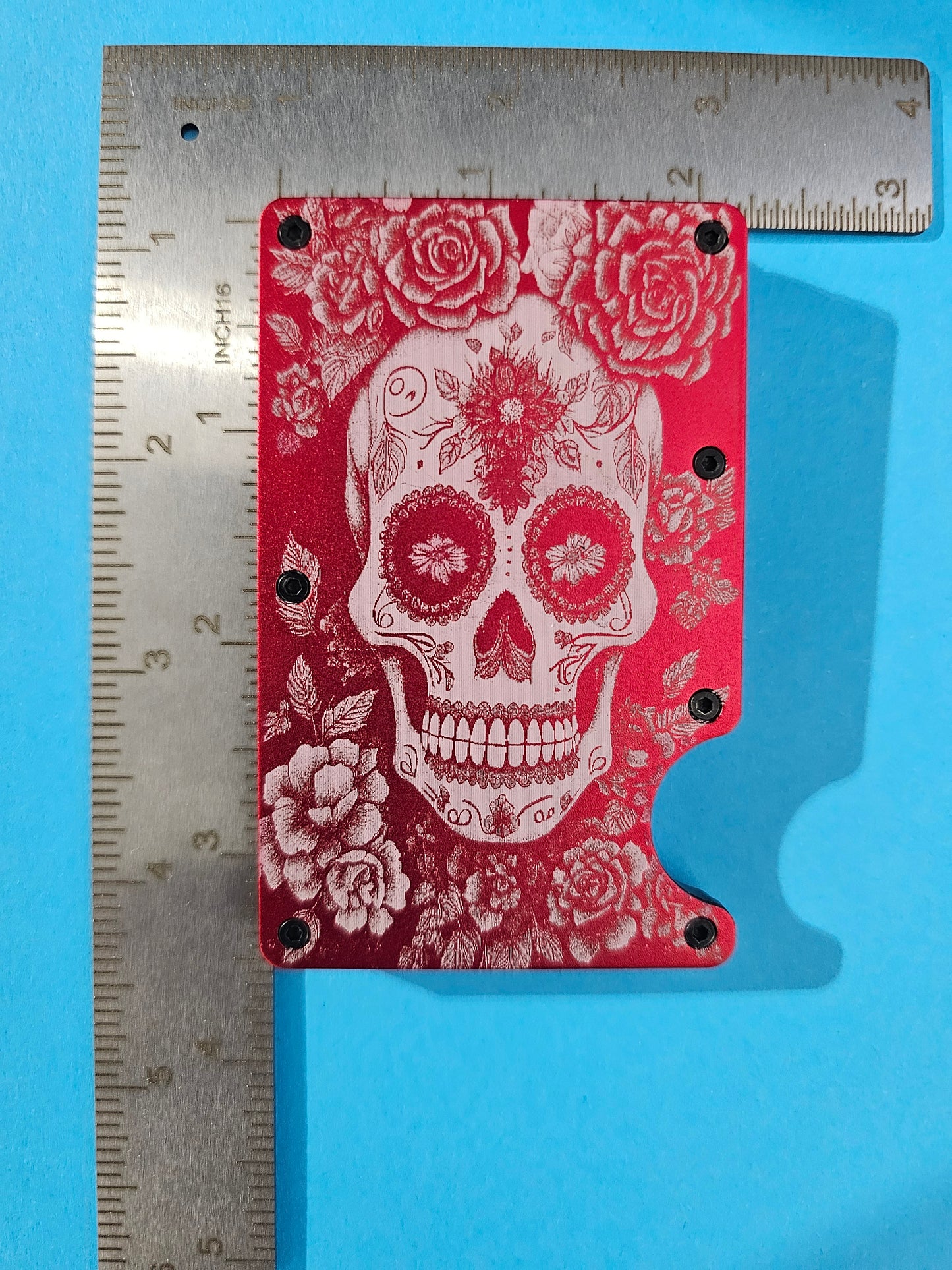 Candy Skull (Day of the Dead) Metal Minimalist Wallets