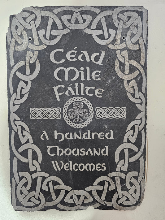 A Hundred Thousand Welcomes Laser Engraved Slate Door Hangers