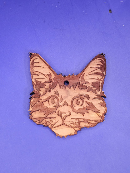 Maine Coon Cat Cedar Ornament
