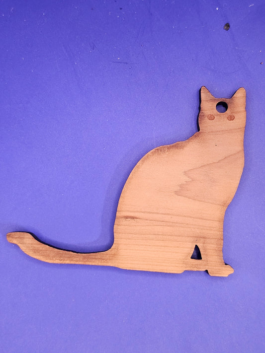 Cat Silhouette Cedar Ornament