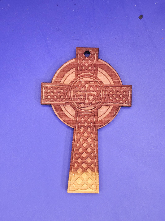 Celtic Cross Cedar Ornament