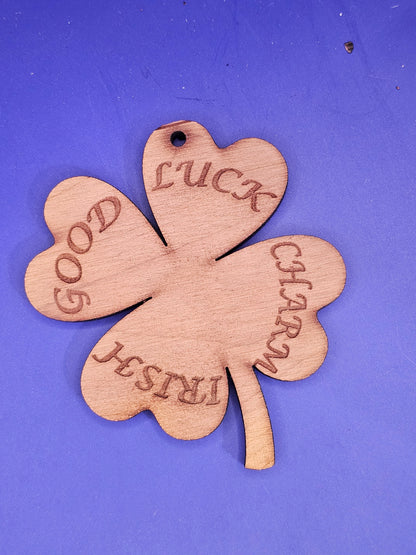 Celtic Lucky Four Leaf  Clover Cedar Ornament