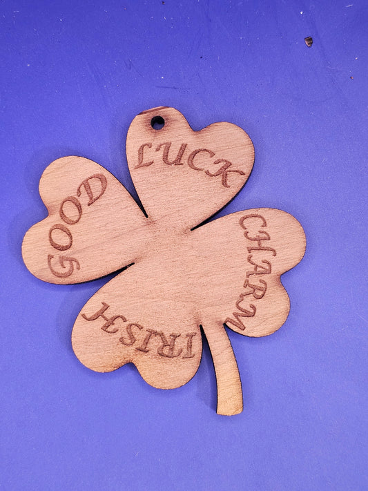 Celtic Lucky Four Leaf  Clover Cedar Ornament