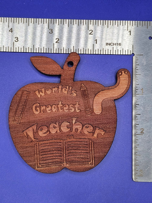 Greatest Teacher Cedar Ornament