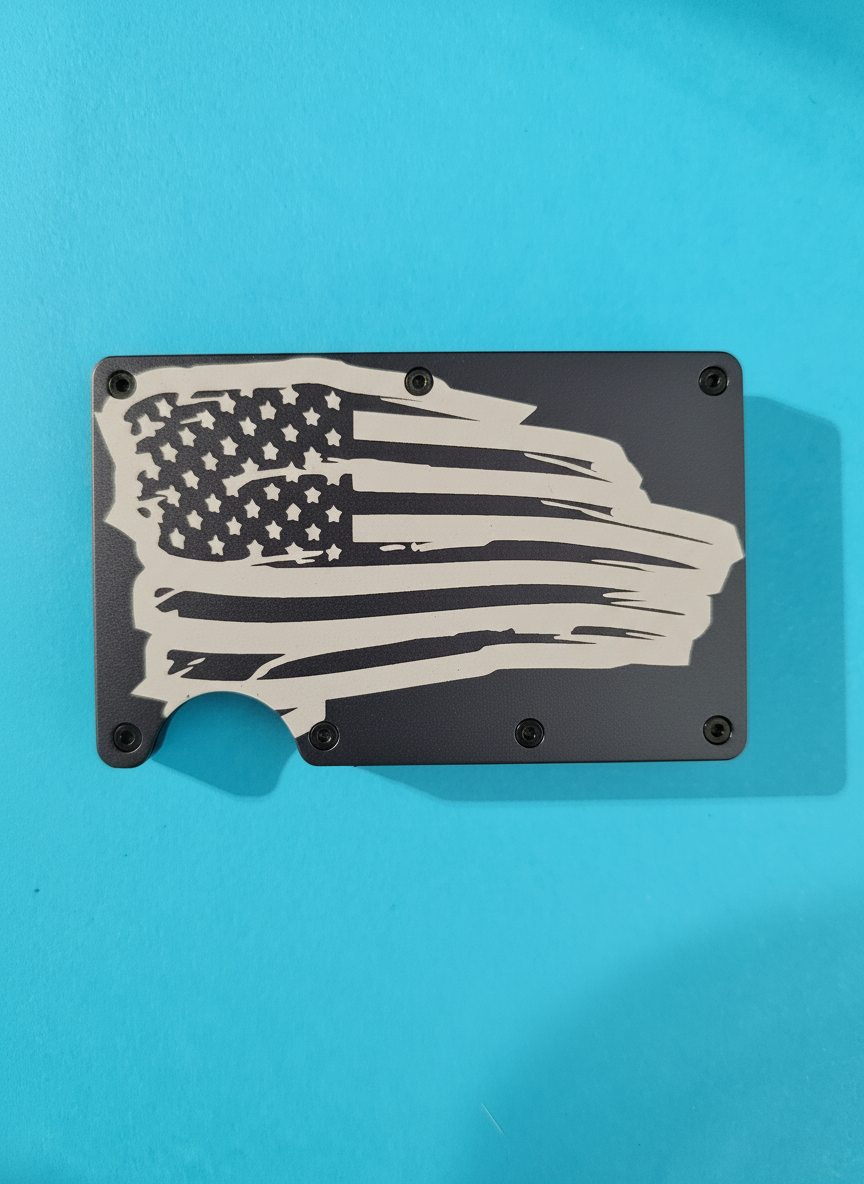 Distressed American Flag Metal Minimalist Wallets