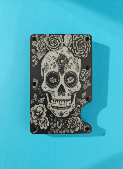 Candy Skull (Day of the Dead) Metal Minimalist Wallets