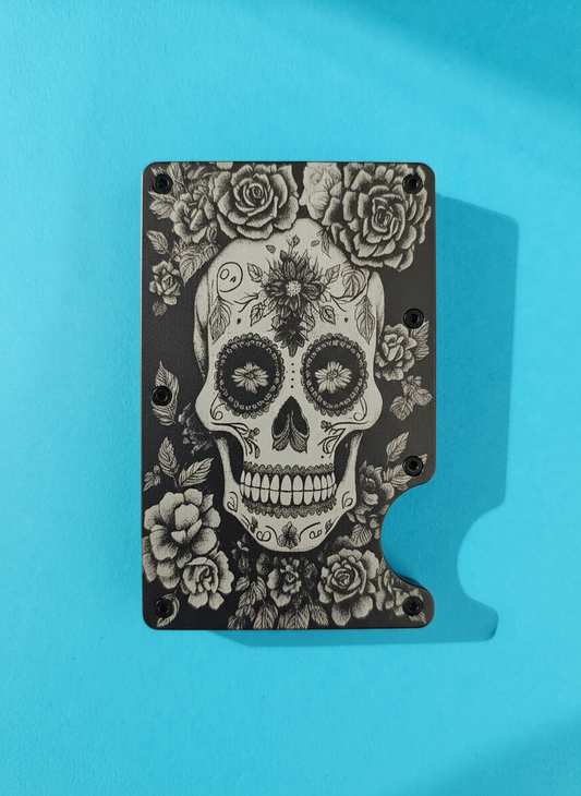 Candy Skull (Day of the Dead) Metal Minimalist Wallets
