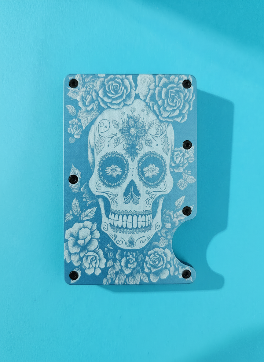 Candy Skull (Day of the Dead) Metal Minimalist Wallets