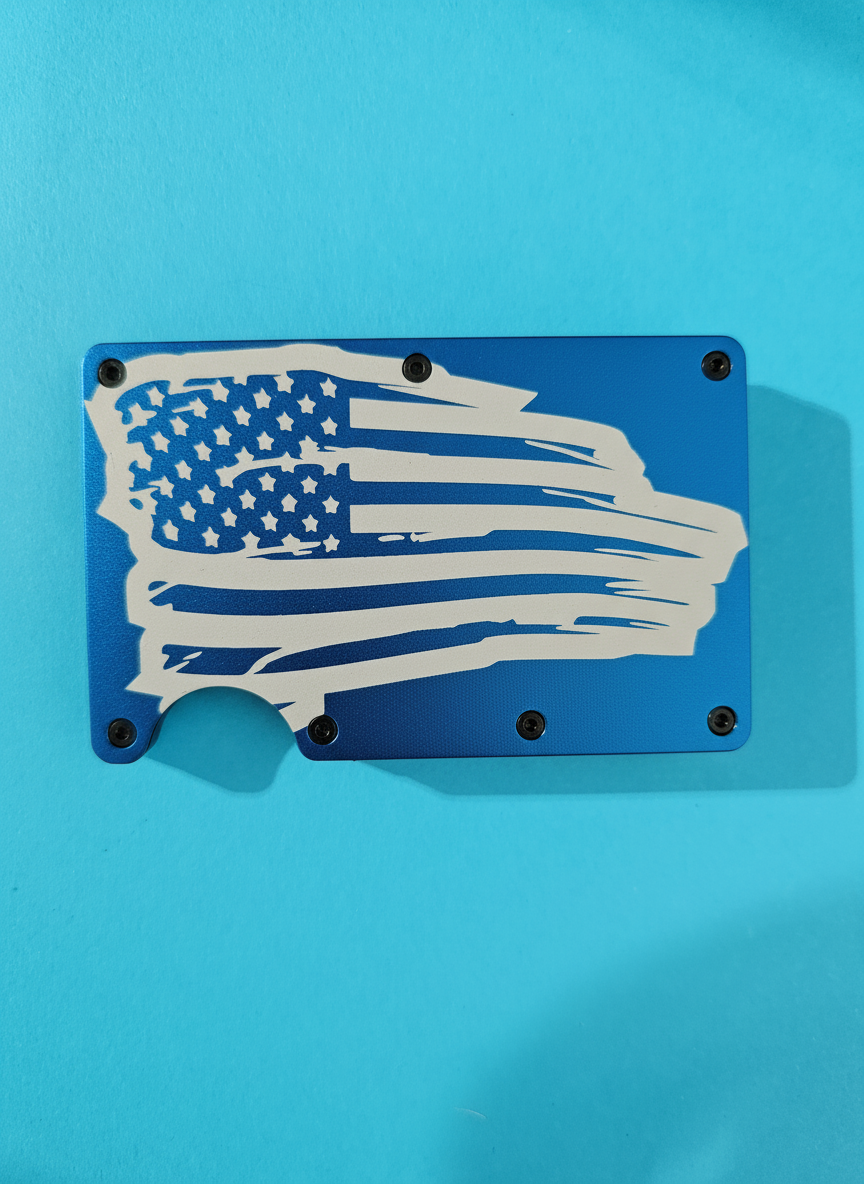 Distressed American Flag Metal Minimalist Wallets