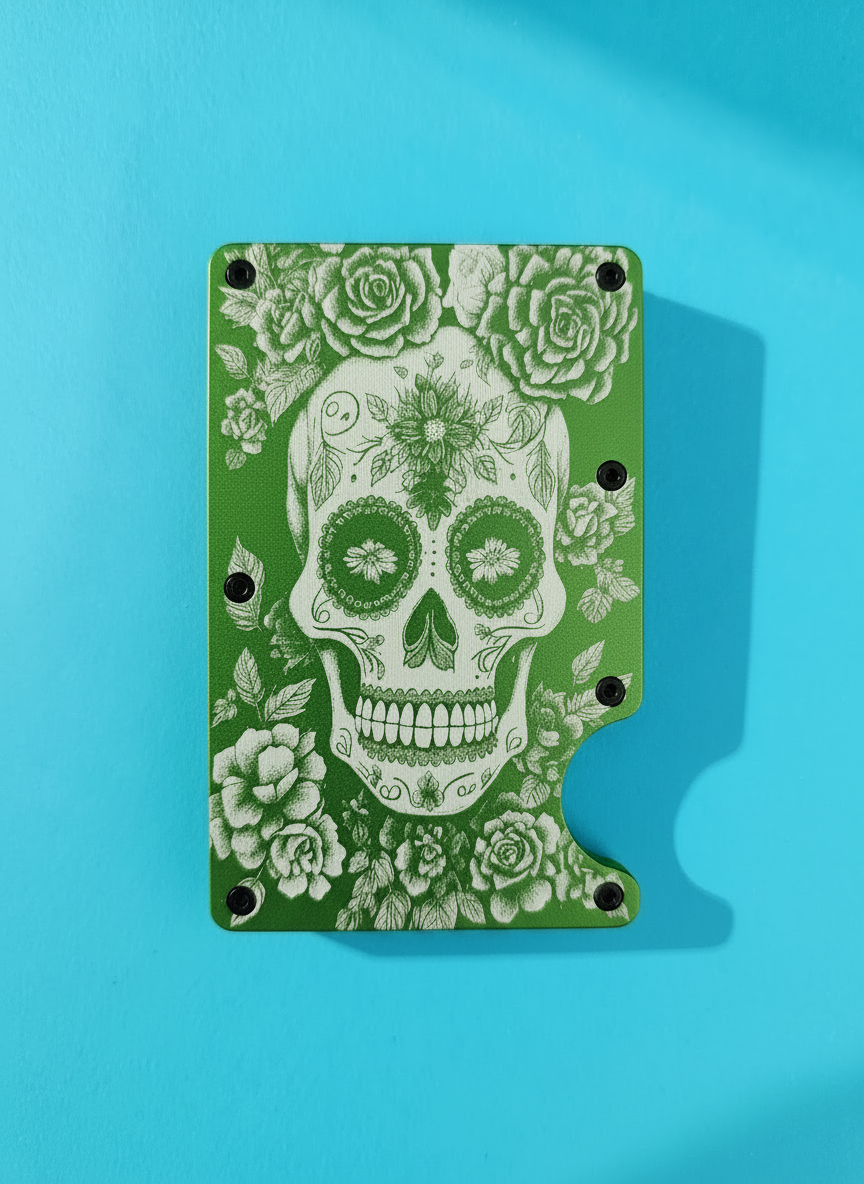 Candy Skull (Day of the Dead) Metal Minimalist Wallets
