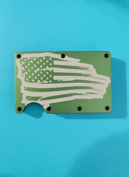 Distressed American Flag Metal Minimalist Wallets