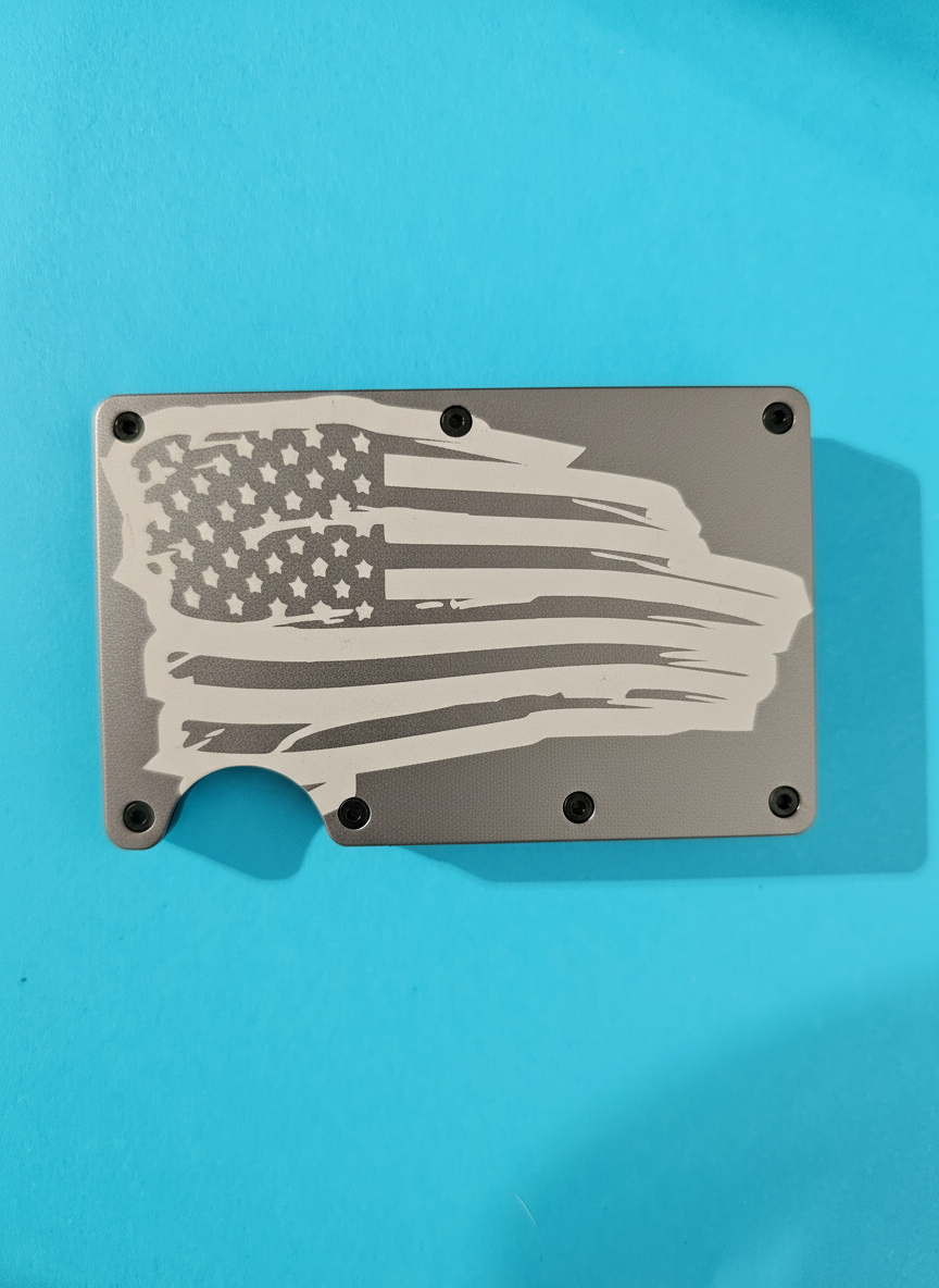 Distressed American Flag Metal Minimalist Wallets