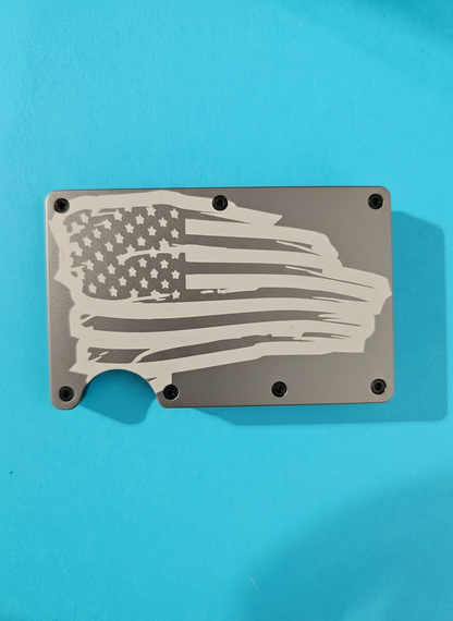 Distressed American Flag Metal Minimalist Wallets