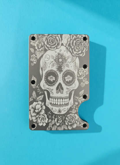 Candy Skull (Day of the Dead) Metal Minimalist Wallets