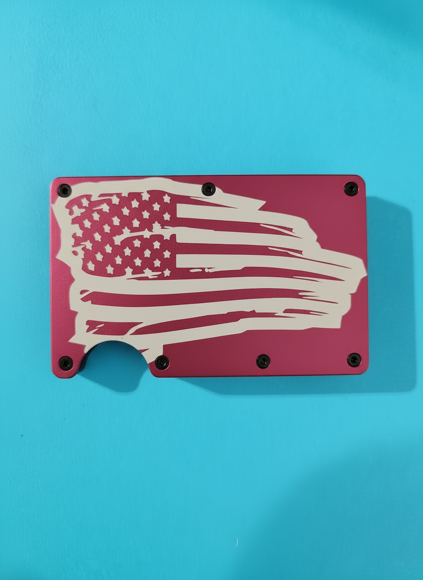 Distressed American Flag Metal Minimalist Wallets