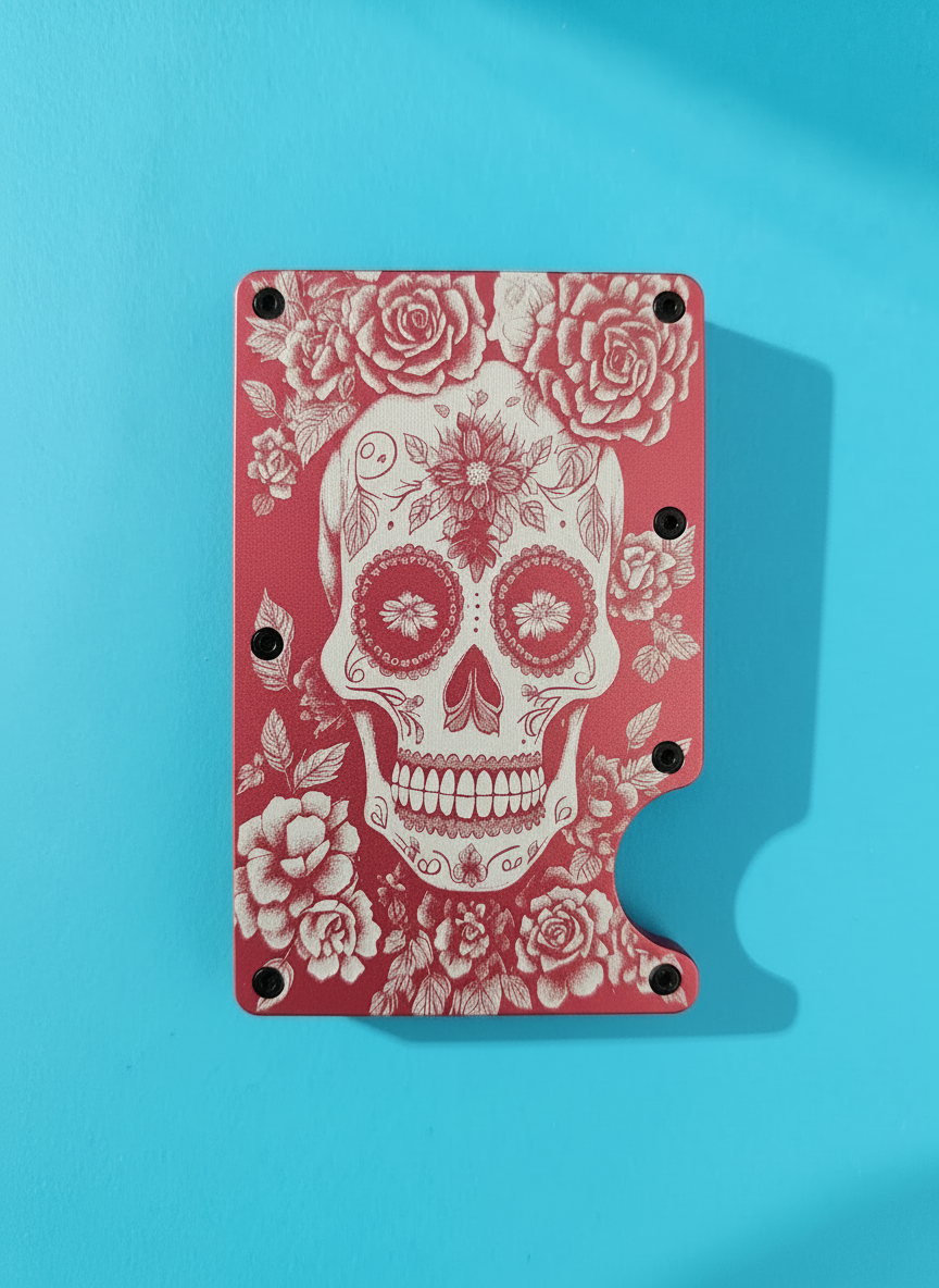 Candy Skull (Day of the Dead) Metal Minimalist Wallets