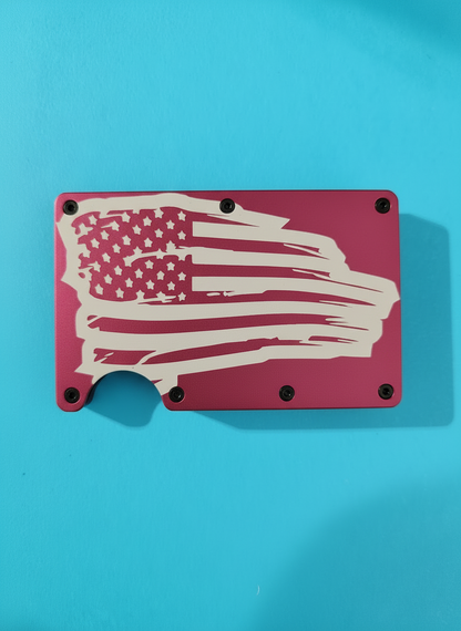 Distressed American Flag Metal Minimalist Wallets