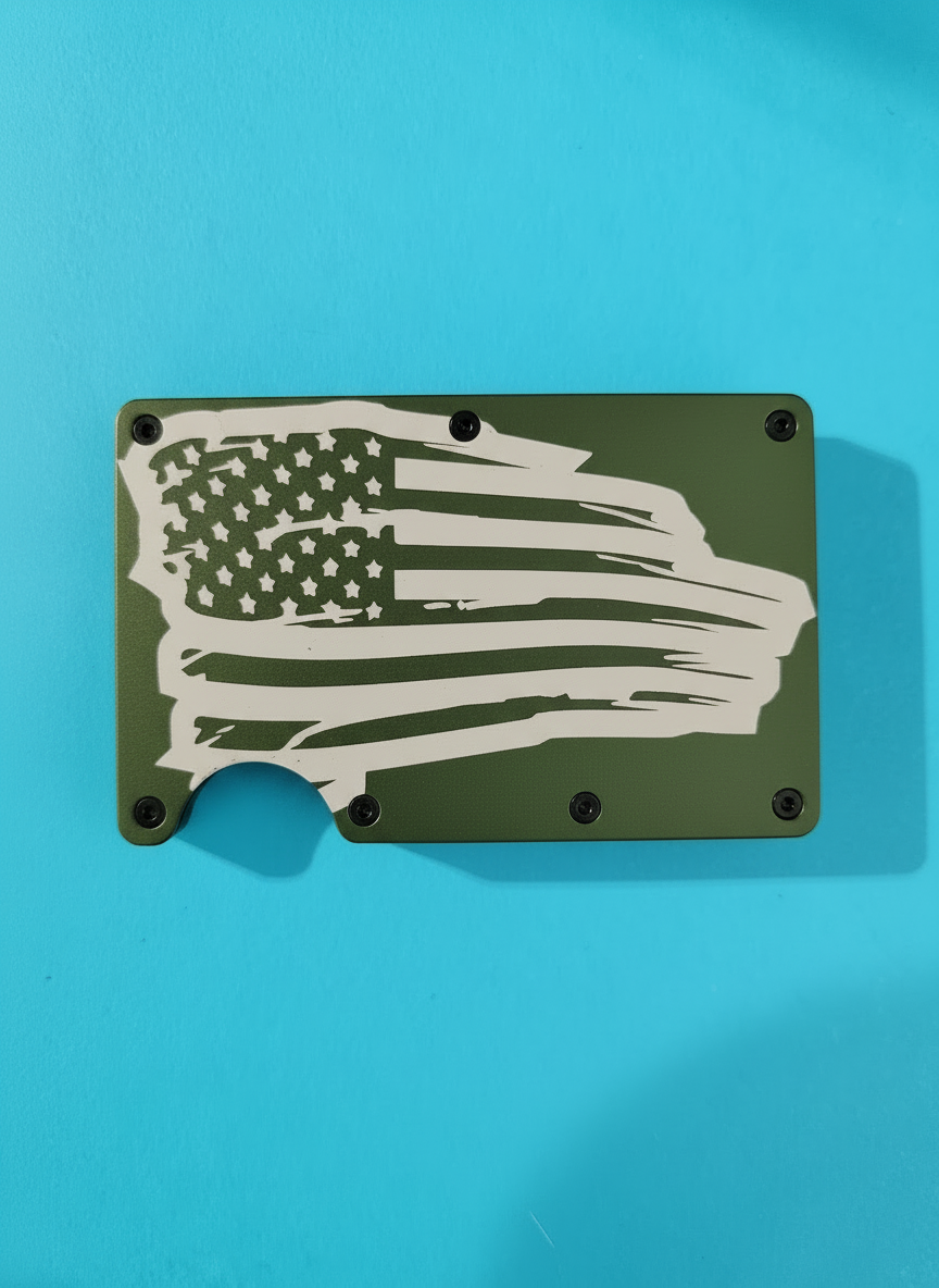 Distressed American Flag Metal Minimalist Wallets