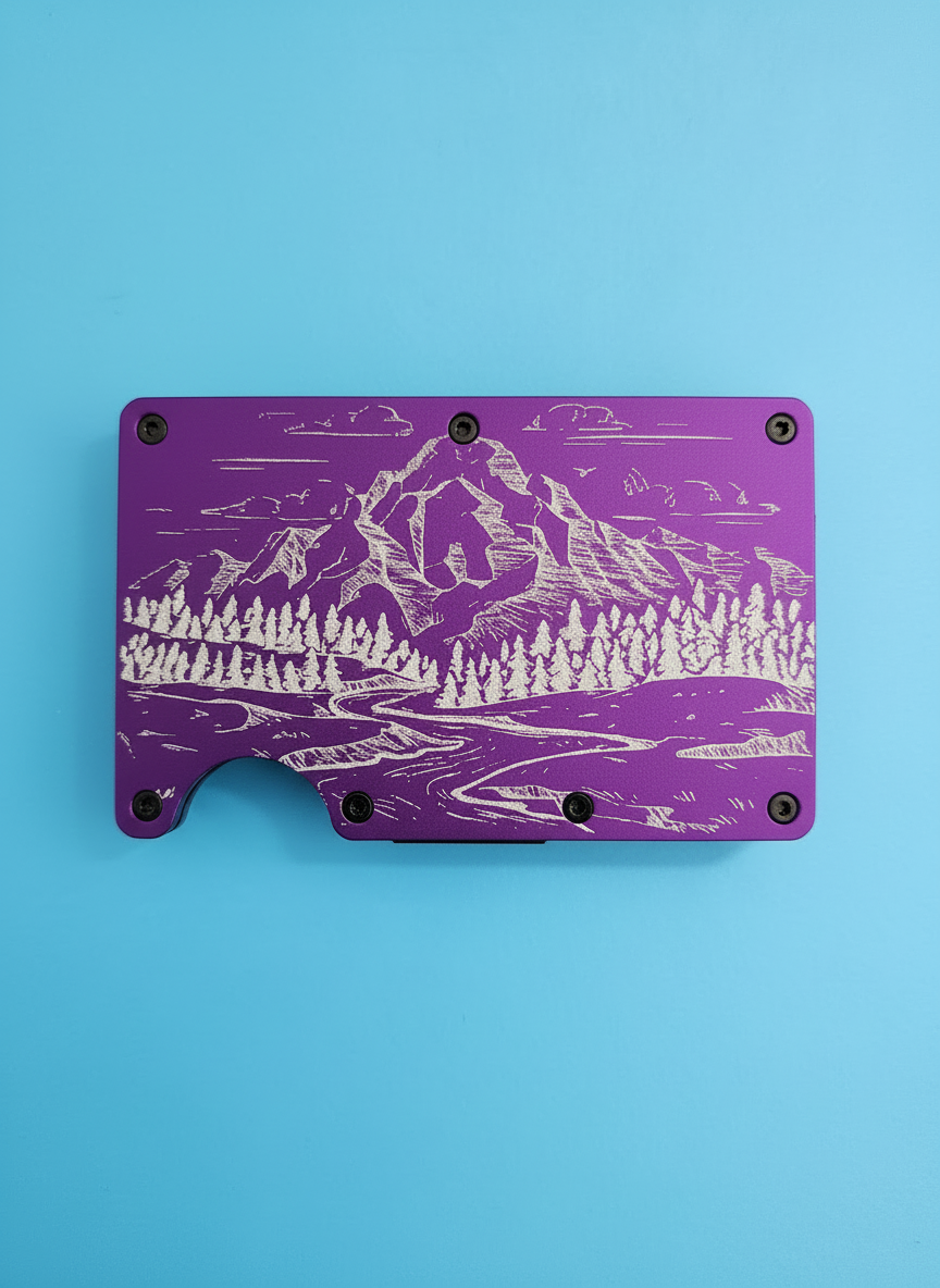 Mountain Theme Metal Minimalist Wallets