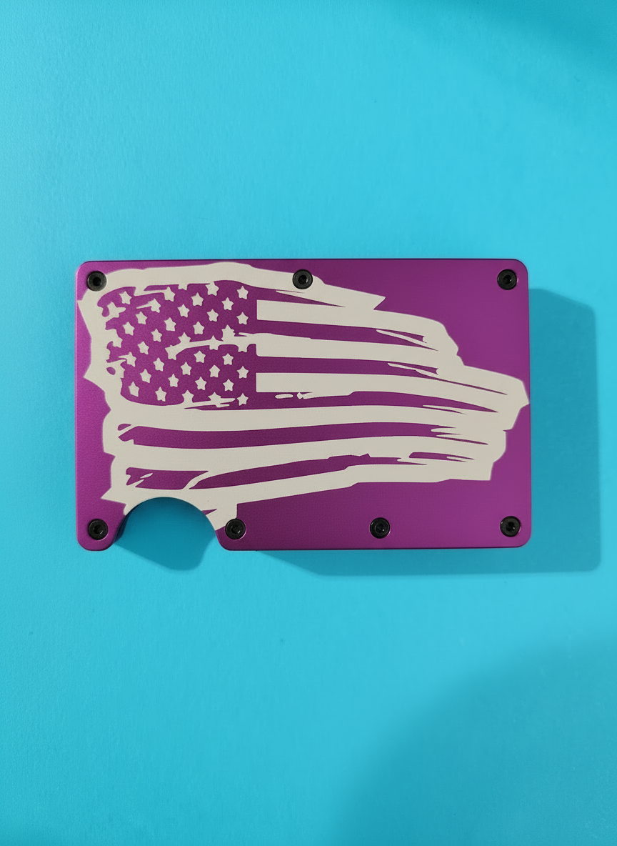 Distressed American Flag Metal Minimalist Wallets