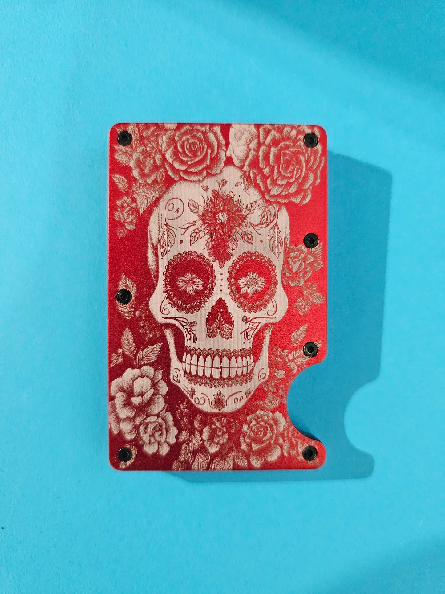 Candy Skull (Day of the Dead) Metal Minimalist Wallets
