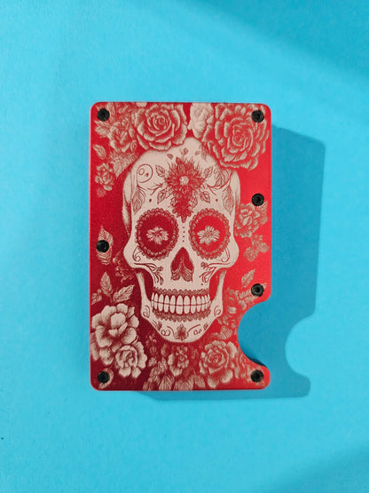Candy Skull (Day of the Dead) Metal Minimalist Wallets