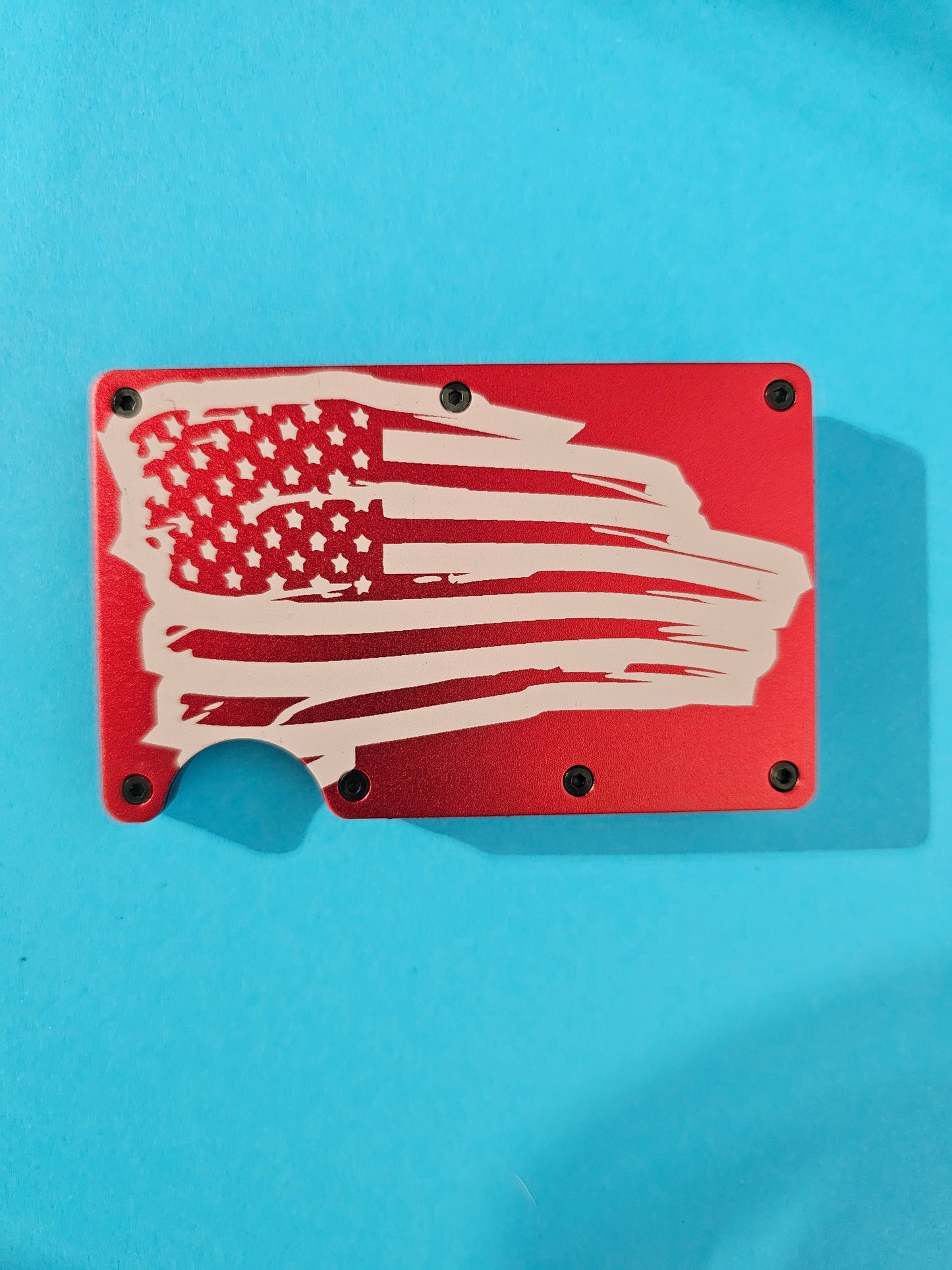 Distressed American Flag Metal Minimalist Wallets